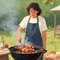 a photograph of jerma 9 8 5 having a barbecue, by floro dery, shoji kawamori, and greg rutkowski, artstation, concept art, high quality illustration, mtmte, cover art
