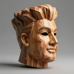 Wooden Gordon Ramsay mask, wearable, side profile, 3D render