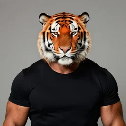portrait furry orange ears Mike tyson the champion disguised as a tiger wearing a black shirt norman rockwell robert rauschenberg greg rutkowski giorgio de chirico
