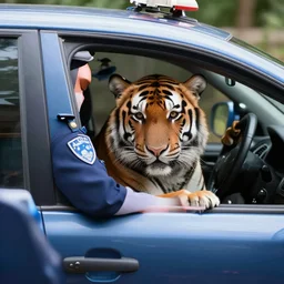 police stop tiger in car
