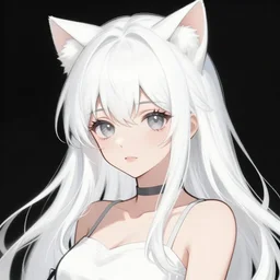 a woman with long white hair and cat ears, a manga drawing by pu hua, featured on pixiv, remodernism