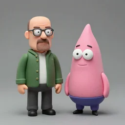 two claymation figures of walter white and jesse pinkman, studio lighting