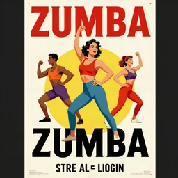 1940s zumba fitness art poster