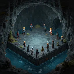 ! dream dark cave with water, isometric game, smooth 3 d illustration, cinematic matte painting, soft render, servando lupini, handpaint texture, blender, 3 d coat, concept art by noah bradley, darek zabrocki, tyler edlin, jordan grimmer, neil blevins, james paick, natasha tan, highly detailed, ultra detailed, ultra realistic,