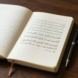 a journal written in nonsense writing, arabic script, thai script, written in journal with pen