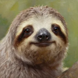 a beautiful oil painting of a sloth's face