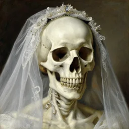 portrait close up of death the bride by charles gleyre and edgar maxence and lucien levy - dhurmer, oil on canvas, 1 8 8 6
