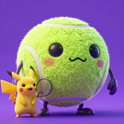 high quality 3 d render cyberpunk very tennis ball monster highly detailed, unreal engine cinematic smooth, in the style of blade runner & detective pikachu, hannah yata charlie immer, purple light, low angle, uhd 8 k, sharp focus, illustrated by basil gogos