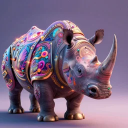 An aetherpunk rhino wearing magic inflused armor, intricate artwork by Tooth Wu and greg rutkowski and artgerm, cinematic, hyper realism, high detail, octane render, unreal engine, 8k, Vibrant colors, Smooth gradients, High contrast, depth of field, aperture f2.8