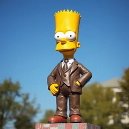 bart simpson in business suit, is antique statue.