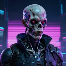 a cyberpunk futuristic retrowave synthwave detailed glenn fabry portrait of a zombie cyborg terminator.
