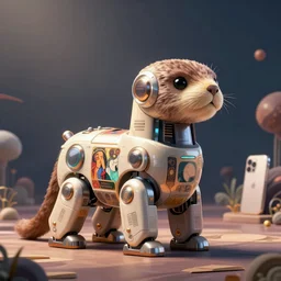 product photo of a futuristic stylized pet robot, kindchenschema, by artgerm and greg rutkowski and marc newson and zaha hadid, alphonse mucha, zaha hadid, samsung apple, aibo, sci - fi, otter loris mix. side view, volumetric light, detailed, octane render, midsommar - t