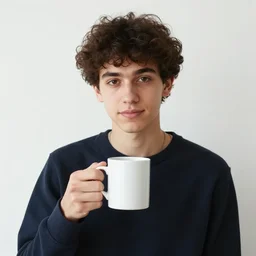 portrait photo still of real life young tweek tweak holding a mug of coffee, 8 k, 8 5 mm, f. 1 4