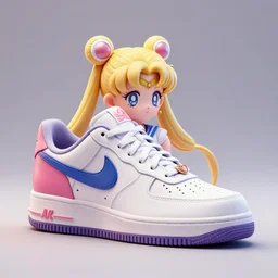 a 3d render of a nike sneaker shoe, sailor moon themed, octane render , unreal engine 5 , 8K , hyperdetailed