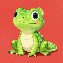 cute lizard, kseniia yeromenko, rob duenas, watercolor, illustration, red background, highly detailed