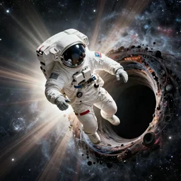 astronaut falling into a interstellar black hole