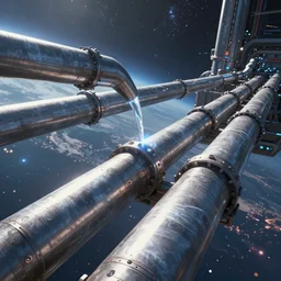 pipelines filling across space, angled, scifi, futuristic, raytracing, dreamy, sharp focus, cinematic lighting, highly detailed, artstation, divine, by gauthier leblanc, kazuya takahashi, huifeng huang