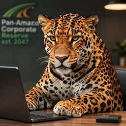 A jaguar anthropomorph, the CEO of the Pan-Amazonian Corporate Reserve (est. 2047), ponders his next move