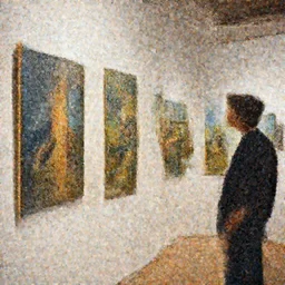 photography, art exhibition of painting selected by Stable Diffusion, photography by Leonardo Espina