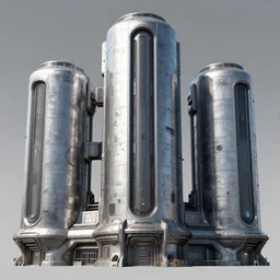3 d sculpt of scifi cylindrical bulbous industrial building facade by halo, star wars, ilm, star citizen halo, mass effect, starship troopers, elysium, the expanse, high tech industrial, artstation unreal