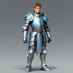 Beautiful, Masculine, Light-Blue Steel-Plate, Full-Body Armor, rpg, digital art, skyrim, trending on ArtStation