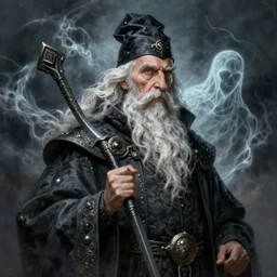 portrait old male warlock, storm, ghost, intricate, elegant, highly detailed, digital painting, artstation, concept art, smooth, sharp focus, illustration, daren bader, aleksi briclot, rutkowski, bouguereau
