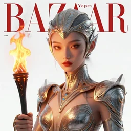 3d fashion portrait with fire, female, future, torch, flame, harper's bazaar, vogue, fashion magazine, intricate, concept art, close up, ornate, luxury, elite, elegant, trending on artstation, by ruan jia, by Kenneth Willardt, by ross tran, by WLOP, by Andrei Riabovitchev,