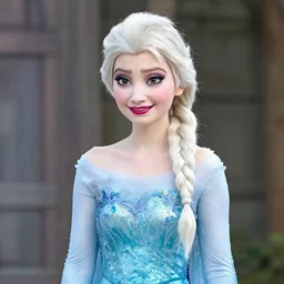 Elsa wearing a costume that looks like Frozone's