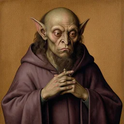 a goblin monster priest, by Jan van Eyck