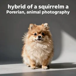 “hybrid of a squirrel and a Pomeranian, animal photography”