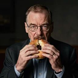 walter white eating bagels, photography,