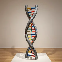 dna double helix, highly detailed, ultra realistic painting by jeff koons, sculpture, museum item