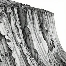Geometrically surreal cliff face, extremely high detail, photorealistic, intricate line drawings, dotart, album art in the style of James Jean