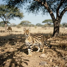 film photography nature documentary still image serval savannah environment natural sunlight lighting