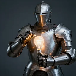 conducting electricity through a suit of armor to power a light bulb