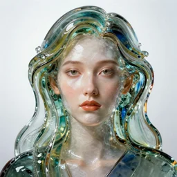 portrait of a woman made out of glass, hd