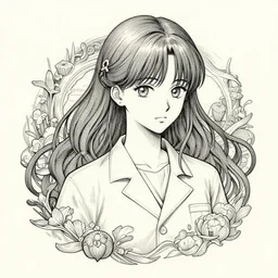 marine biologist princess. decal by award - winning mangaka, intricate details, heavily stylized, muted palette, ink sketch