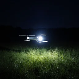 teleportation machine in a field at night, light shining from the machine and illuminating the grass by marius borgeaud