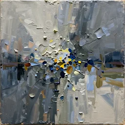 canvas with raises paint textures, splash of paint down center, abstract, acrylic, applied thick