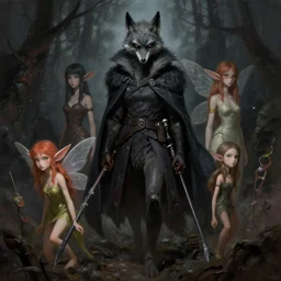 werewolf hunter faeries lady digital art painting by marco mazzoni fanart of artstation 8 k tim hildebrandt and akashi murakami and hans bellmer illustration character design concept dark atmospheric lighting
