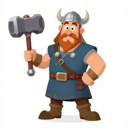 a cartoon drawing of a viking holding a hammer, walt disney, artstation, 4 k