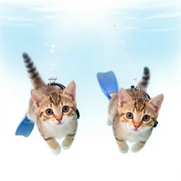kittens scuba diving