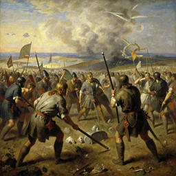 scene from ancient battlefield, painting by otto dix, 8 k