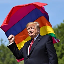 stunning photo of donal trump waving pride flag