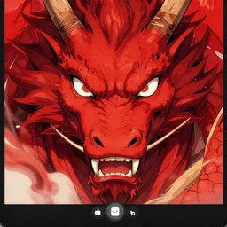 big red dragon face on a zoom call. akira style photo