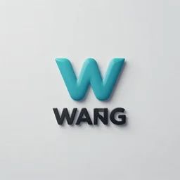 minimalist trendy imagotype logotype design for plastic bag factory called wang that represents the future, 3 d vector, fresh cool colors, trending globally