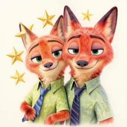 Intricate five star Zootopia portrait by Anna Kullberg, Colored pencil on paper, high detail, skin texture, photo realistic, hyperrealism,matte finish, high contrast, 3d depth, masterpiece, vivid colors, artstationhd