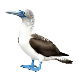 military blueprint of a galapagos blue footed booby