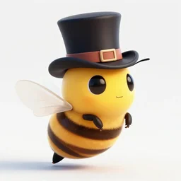 a honey bee wearing a top hat, whimsical