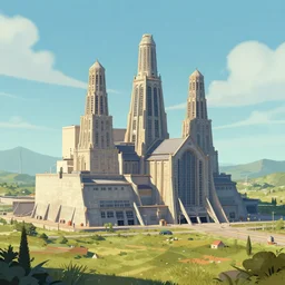 A cathedral in the style of a hydroelectric power station, outer wilds screenshot, 4K HD, digital art, artstationhq, by Jordan Grimmer and Victor Mosquera